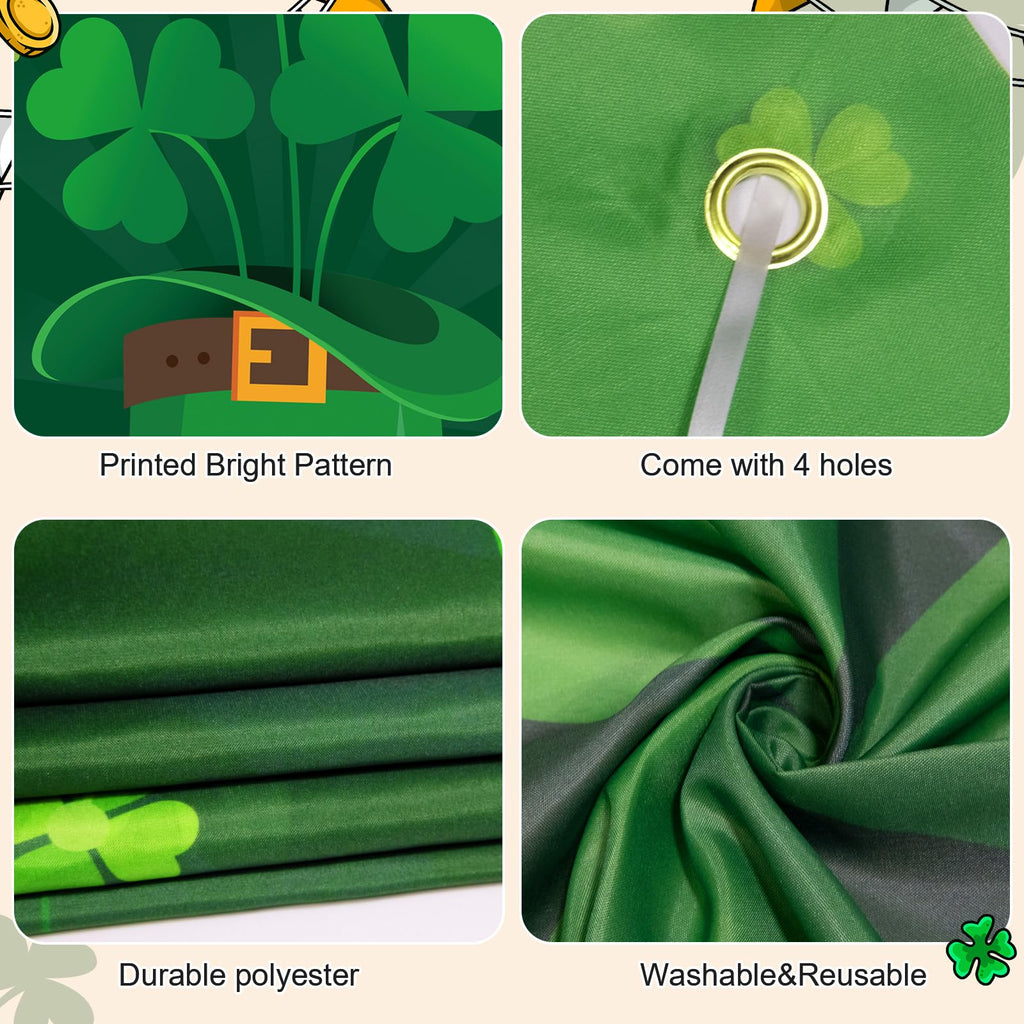 Tangren 2Pcs St. Patrick's Day & Easter Door Covers – Green Shamrock Porch Banners