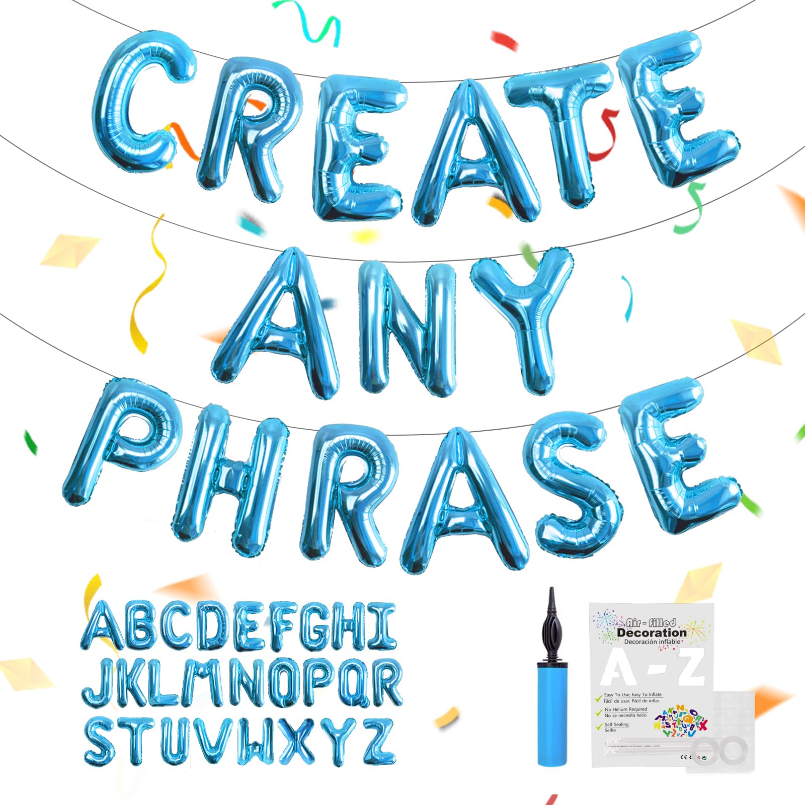 TangTuan 52 Pcs Peacock Blue Foil Letter Balloons Kit – 16 Inch, A-Z Sets (2)