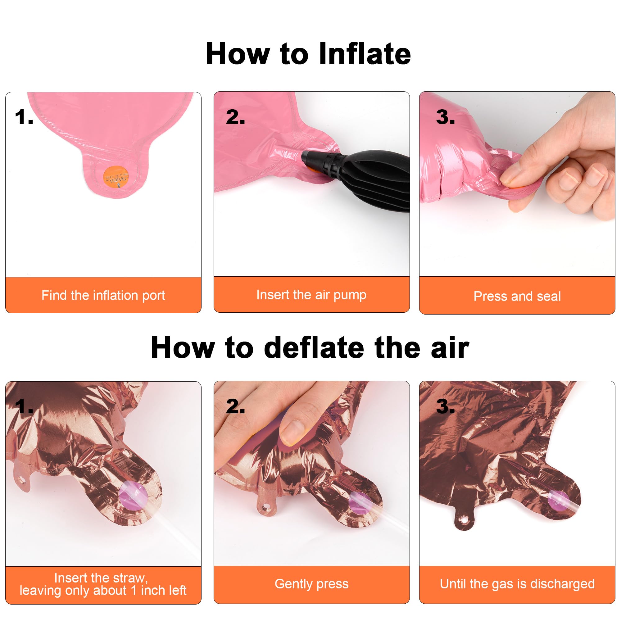 TangTuan 52 pcs Rose Gold Foil Letter Balloons Kit with Air Pump, 16 Inch, A-Z Sets