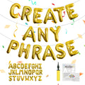 TangTuan 52 Pcs Gold Foil Letter Balloons with Air Pump | 16-Inch A-Z Sets for Birthday Banner & Party Decor