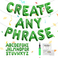 TangTuan 52 Pcs Green Foil Alphabet Balloons with Air Pump, 16-Inch, 2 A-Z Sets