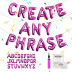 TangTuan 52 Pcs Hot Pink Foil Letter Balloons with Air Pump – 16 Inch Mylar Alphabet Kit (A-Z, 2 Sets) for Birthday Banners