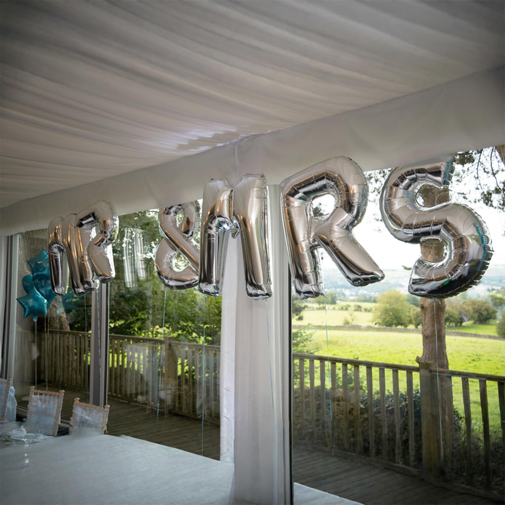 TangTuan 53 Pcs Silver Foil Letter Balloons – 16 Inch A-Z Sets + & Symbol for Custom Banners