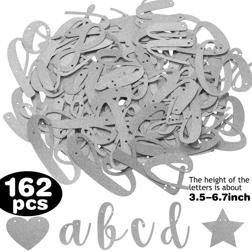 TaoBary 167 Pcs DIY Glitter Banner Kit – Customizable Birthday Banner with 162 Letters, Numbers & Symbols
