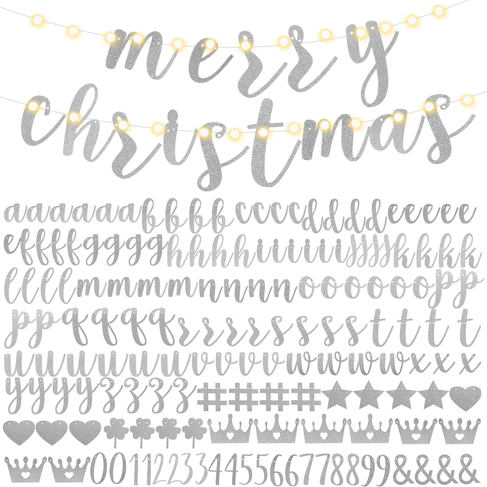 TaoBary 167 Pcs DIY Glitter Banner Kit – Customizable Birthday Banner with 162 Letters, Numbers & Symbols