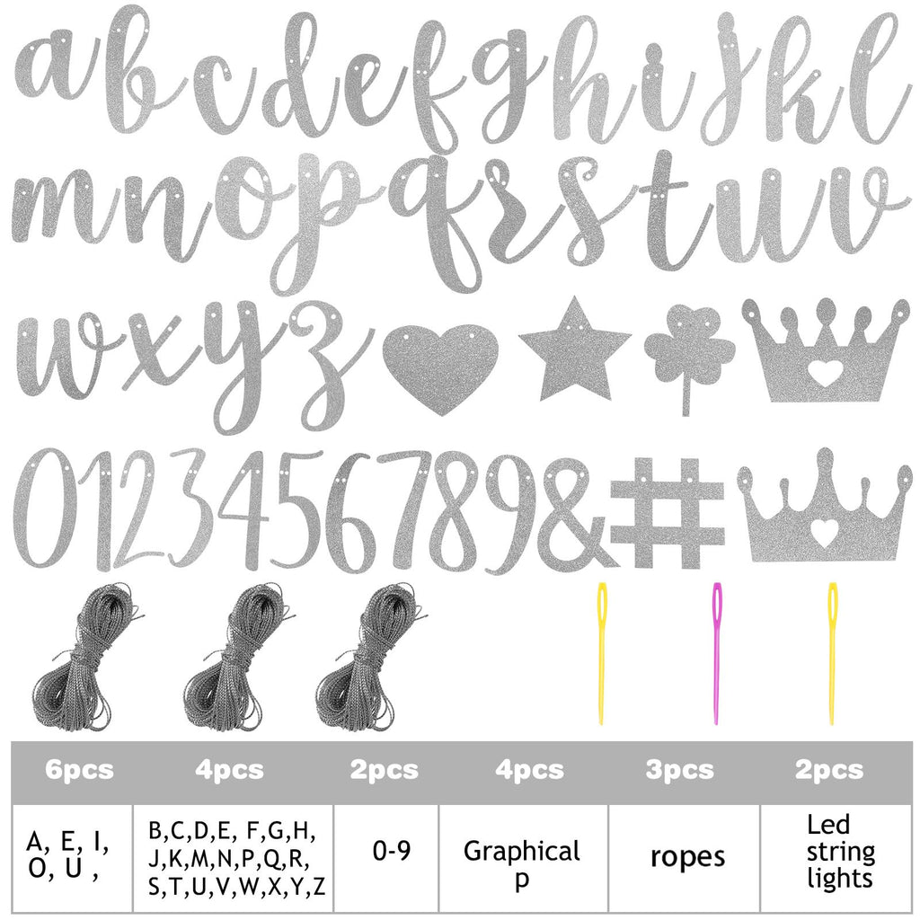 TaoBary 167 Pcs DIY Glitter Banner Kit – Customizable Birthday Banner with 162 Letters, Numbers & Symbols