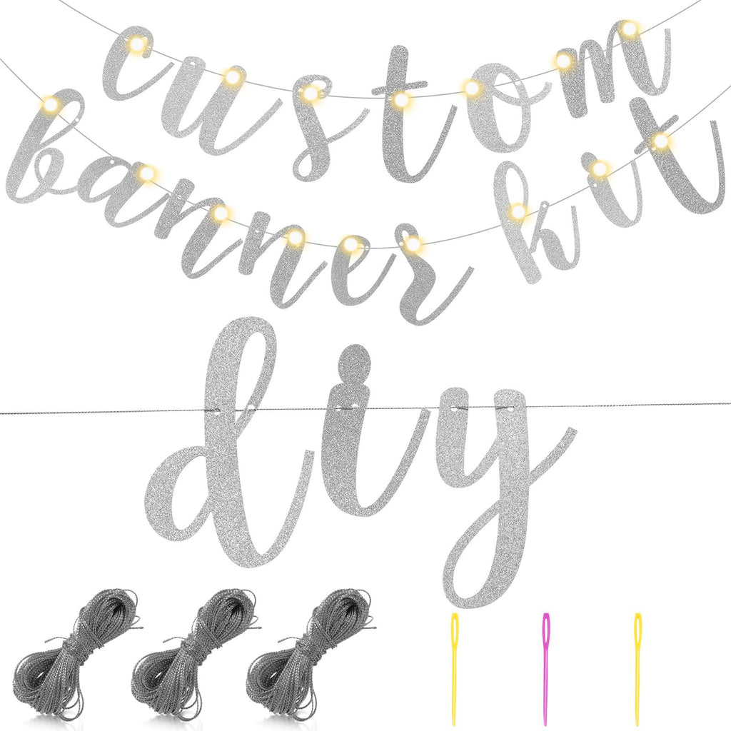 TaoBary 167 Pcs DIY Glitter Banner Kit – Customizable Birthday Banner with 162 Letters, Numbers & Symbols