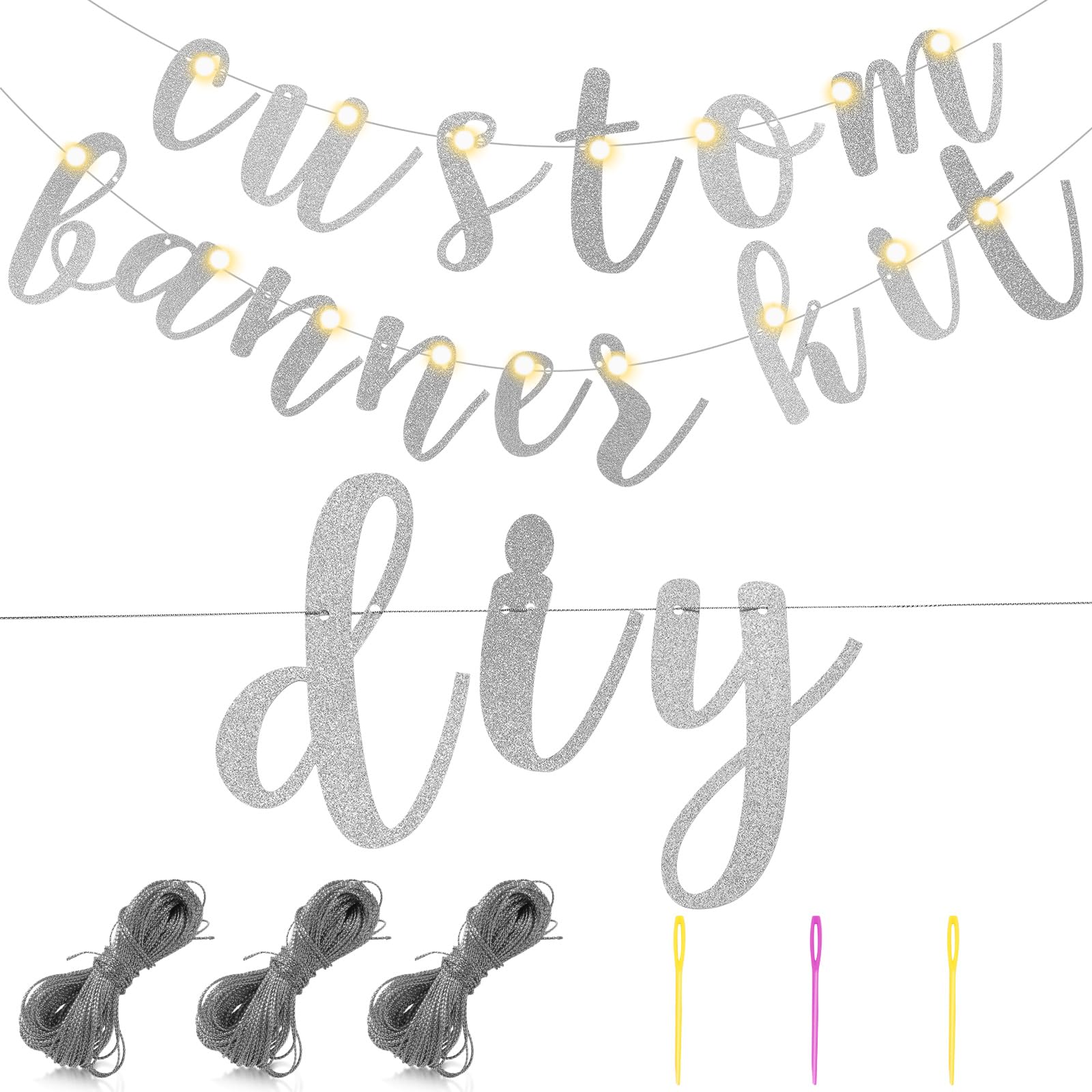 TaoBary 167 Pcs DIY Glitter Banner Kit – Customizable Birthday Banner with 162 Letters, Numbers & Symbols