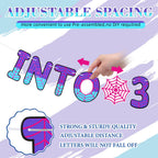TaoBary Spider Theme 3rd Birthday Banner – Pre-strung Pink & Purple Party Decor