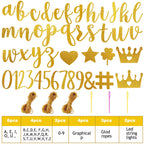 TaoBary 167-Pcs DIY Glitter Banner Kit – Customizable Happy Birthday Banner with 3 Ropes (Gold)