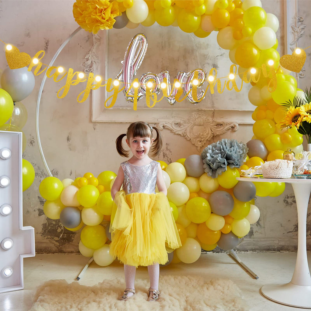 TaoBary 167-Pcs DIY Glitter Banner Kit – Customizable Happy Birthday Banner with 3 Ropes (Gold)
