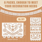 TaoBary 6 Pack White Papel Picado Banner — 118 in Mexican Wedding Decor