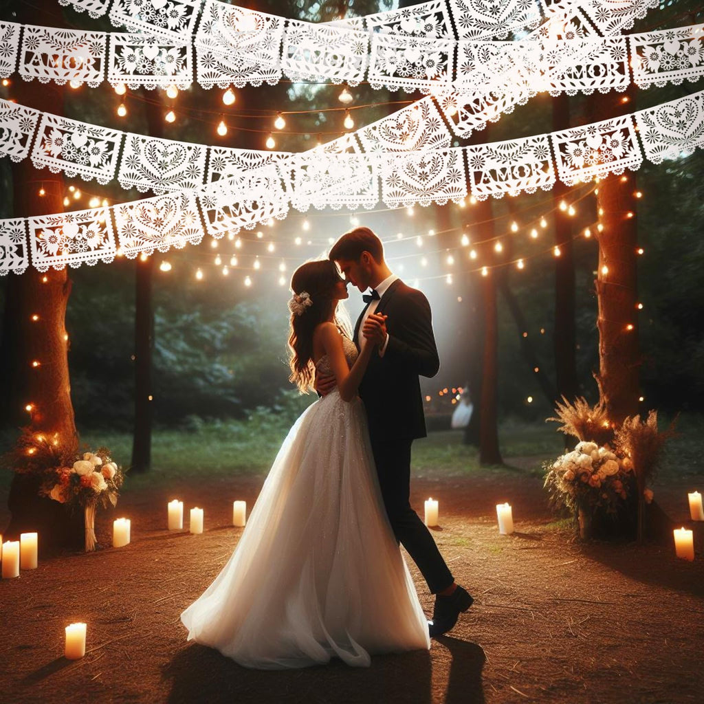 TaoBary 6 Pack White Papel Picado Banner — 118 in Mexican Wedding Decor