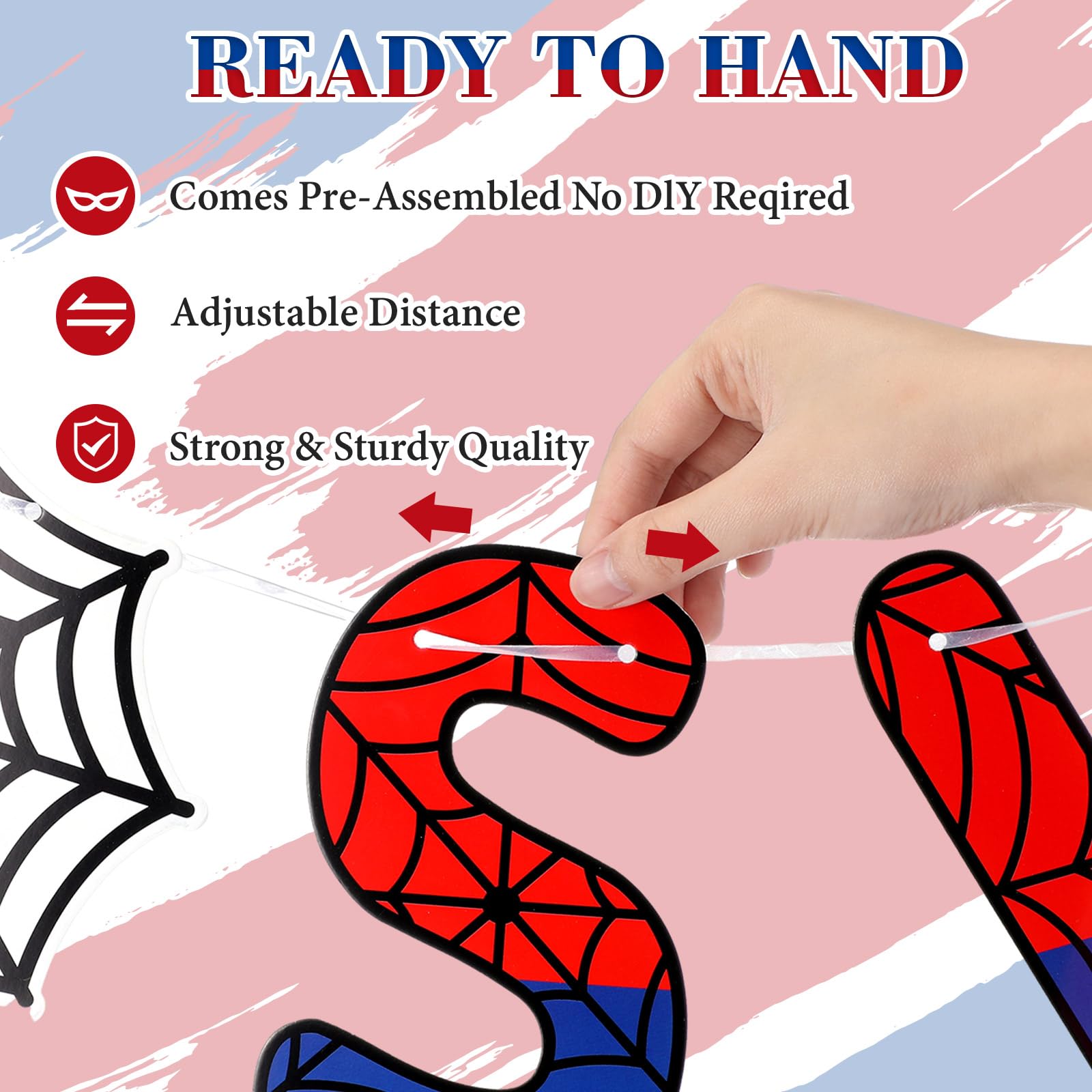 TaoBary Spider Theme 3rd Birthday Banner – Pre-strung Spider & Web Decorations for Kids