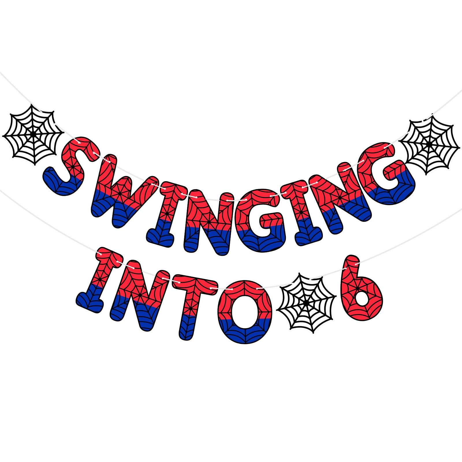 TaoBary Spider Theme 6th Birthday Banner – Pre-Strung, Ready-to-Hang Party Decorations for Kids