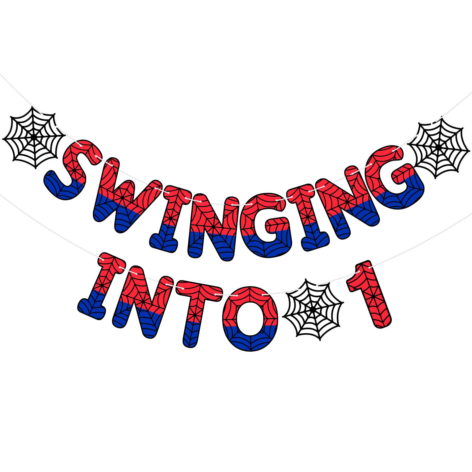 TaoBary Spider Theme 1st Birthday Banner – Pre-Strung, Easy Setup