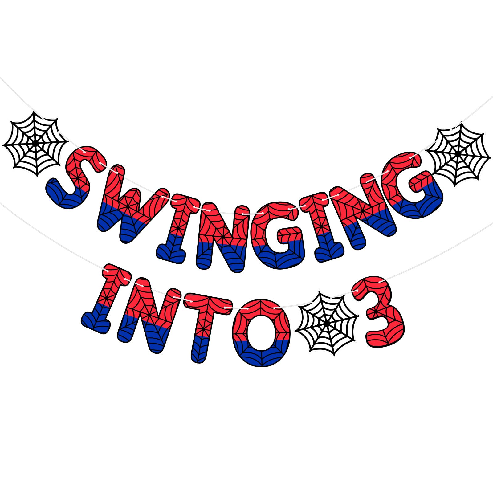 TaoBary Spider Theme 3rd Birthday Banner – Pre-strung Spider & Web Decorations for Kids