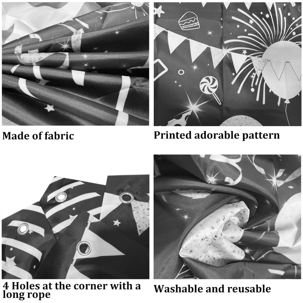 TAOTOSUNE 13th Birthday Decorations for Teens - Black White & Silver Backdrop, Official 13 Teenager Banner, Foil Balloons