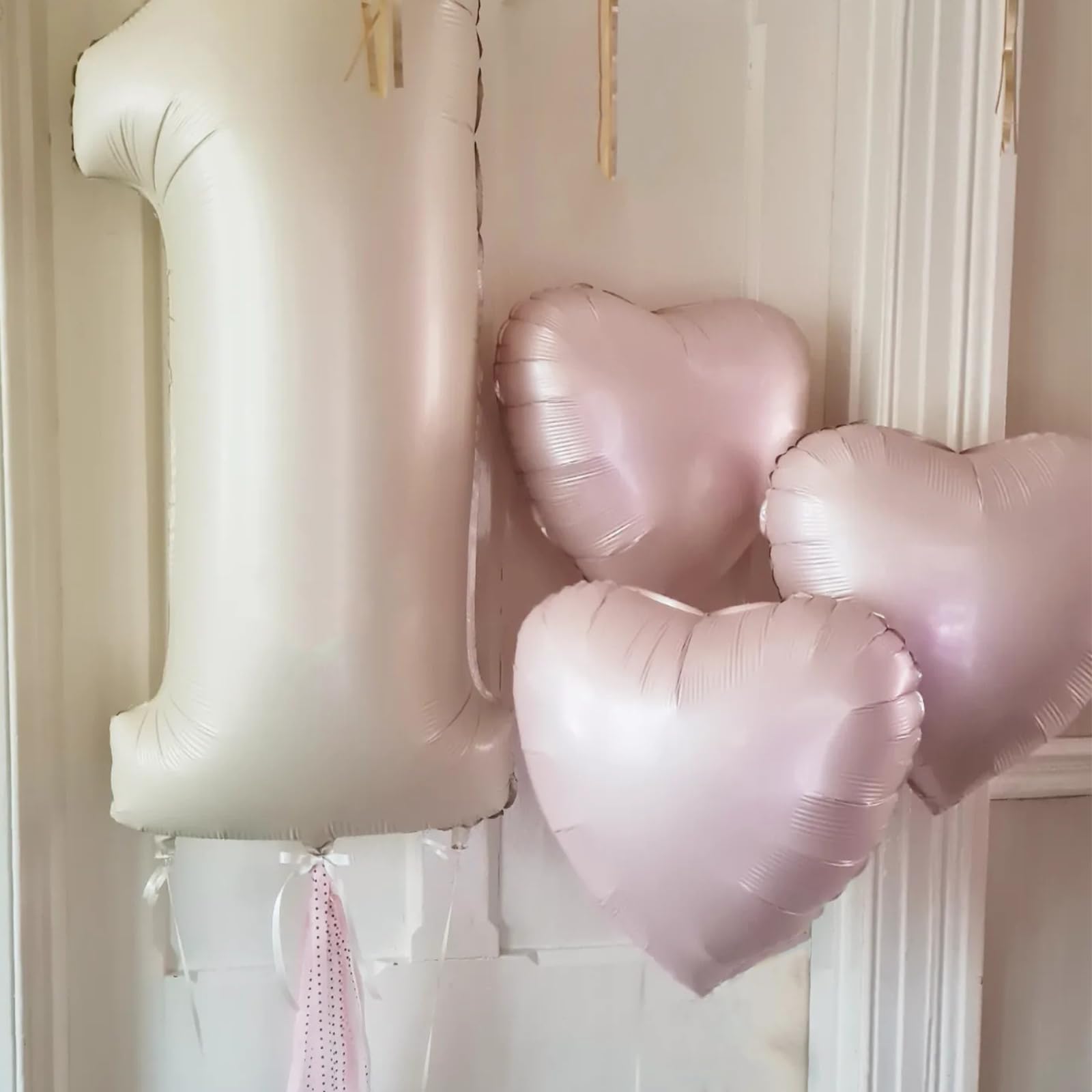 TAOYE Baby Pink Heart Balloons 18-Inch 12-Pack Pearl Mylar Hearts – Birthday, Wedding, Baby Shower