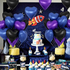 TAOYE 12-Pack 18-Inch Blue Purple Black Heart Foil Balloons - Party Decorations