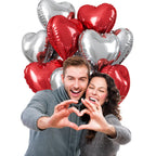 TAOYE Red & Silver Heart Balloons – 18 Inch Foil Hearts, Pack of 10