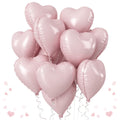 TAOYE Baby Pink Heart Balloons 18-Inch 12-Pack Pearl Mylar Hearts – Birthday, Wedding, Baby Shower