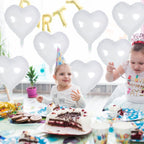 TAOYE White Heart Foil Balloons 18 Inch – 12 Pack for Weddings, Birthdays, Baby Showers