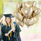 TAOYE Pastel Gold Heart Balloons – 10 Pcs, 18-inch Light Yellow Foil Heart Mylar Balloons