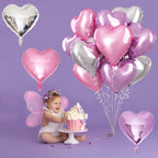 TAOYE Pink Purple Heart Foil Balloons 18in - 12ct for Birthday, Wedding, Valentines