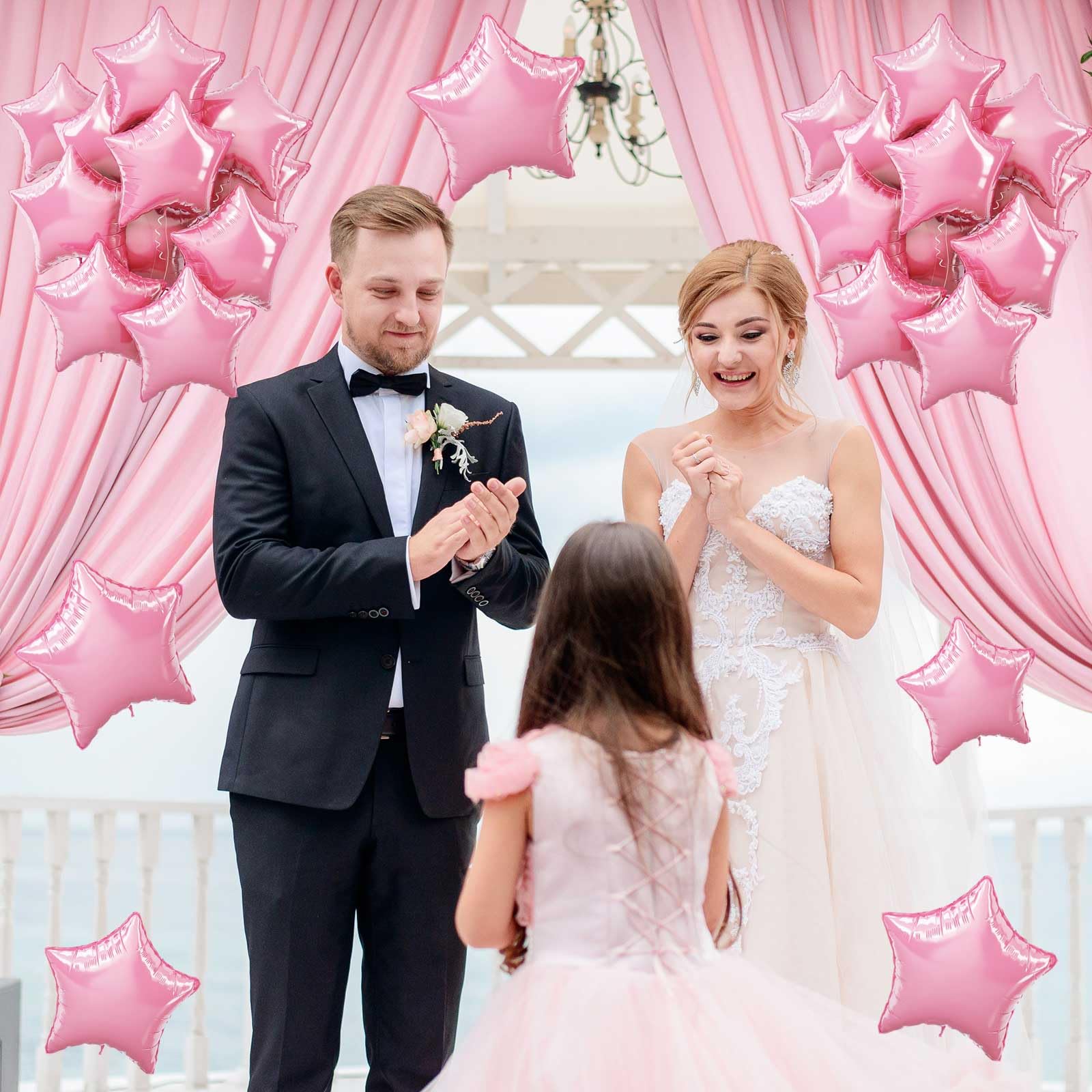 TAOYE Star Foil Balloons - 18-inch Light Pink Aluminum Star Balloons, 10-Pack for Birthday, Wedding, Baby Shower