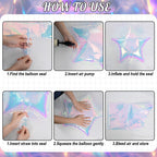 TAOYE Iridescent Star Balloons 18in – 9pc Gradient Crystal Foil Stars for Party Decor