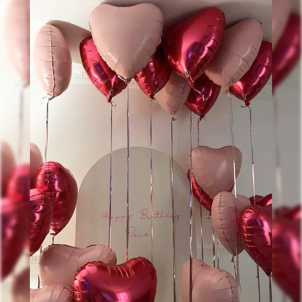 TAOYE Baby Pink Heart Balloons 18-Inch 12-Pack Pearl Mylar Hearts – Birthday, Wedding, Baby Shower