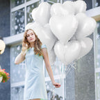 TAOYE White Heart Foil Balloons 18 Inch – 12 Pack for Weddings, Birthdays, Baby Showers