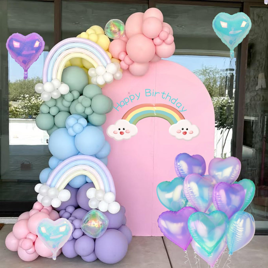 TAOYE Iridescent Heart Balloons – 12Pcs 18in Transparent Crystal Heart Foil Balloons