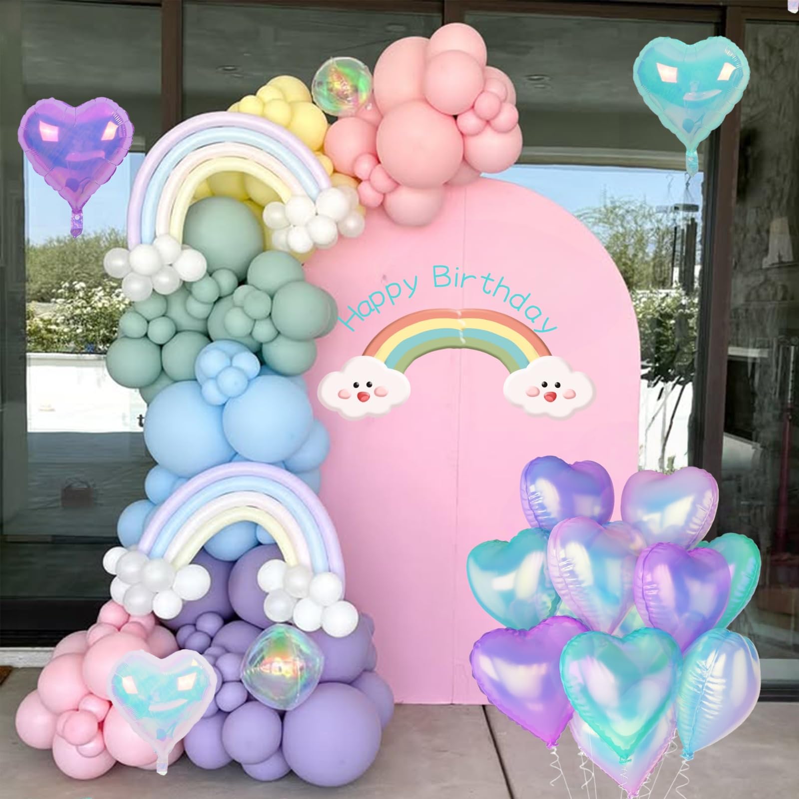 TAOYE Iridescent Heart Balloons – 12Pcs 18in Transparent Crystal Heart Foil Balloons