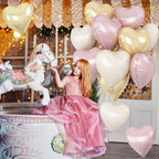 TAOYE Dusty Pink Cream Heart Balloons – 12pc 18in Foil Heart Balloon Set