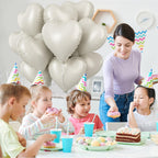 TAOYE Cream Heart Balloons – 18in Beige Heart Foil Balloons, 12 Pack for Boho Weddings & Celebrations