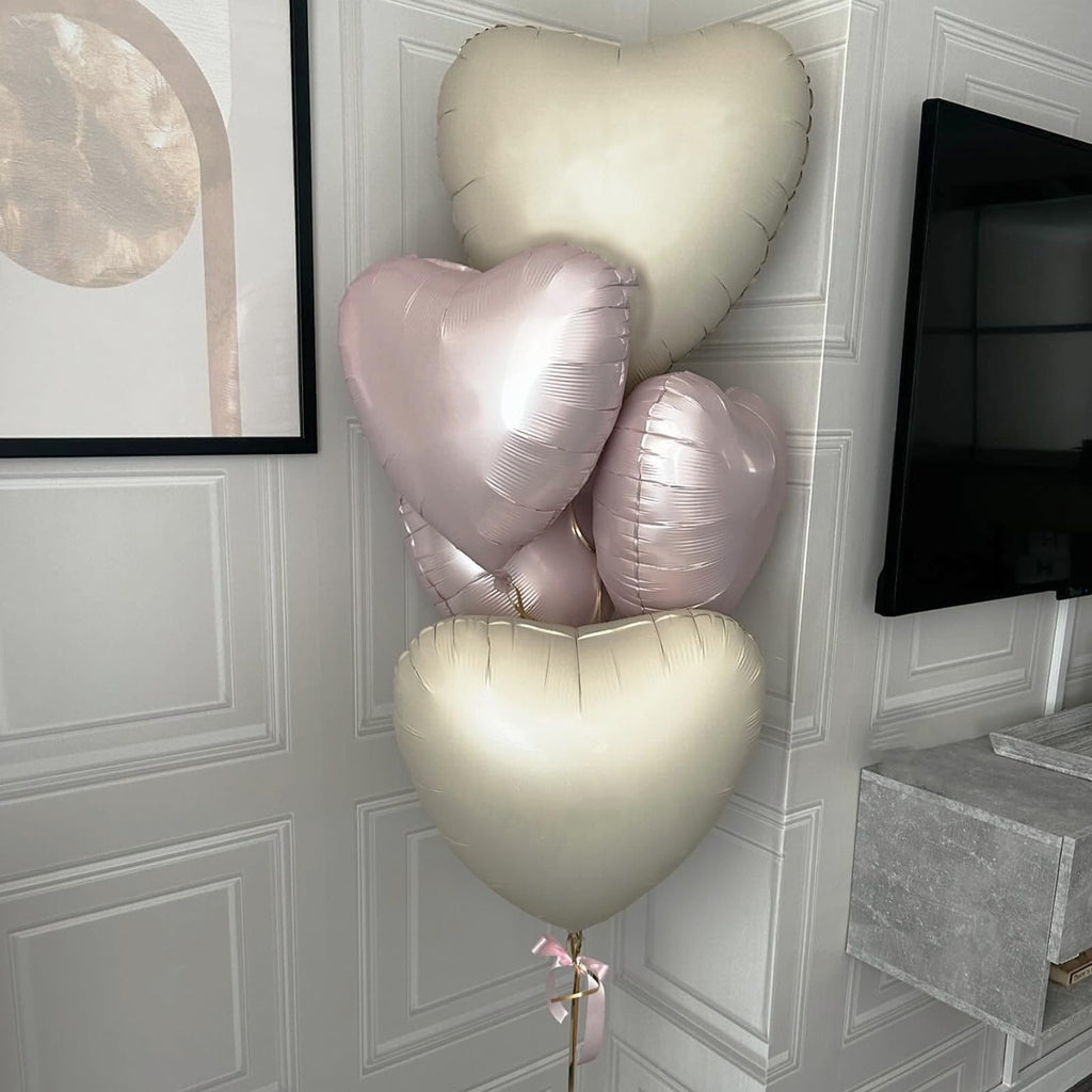 TAOYE Pink & Cream 18-Inch Heart Balloons - 10-Pack Foil Mylar for Boho Birthday, Baby Shower, Valentines