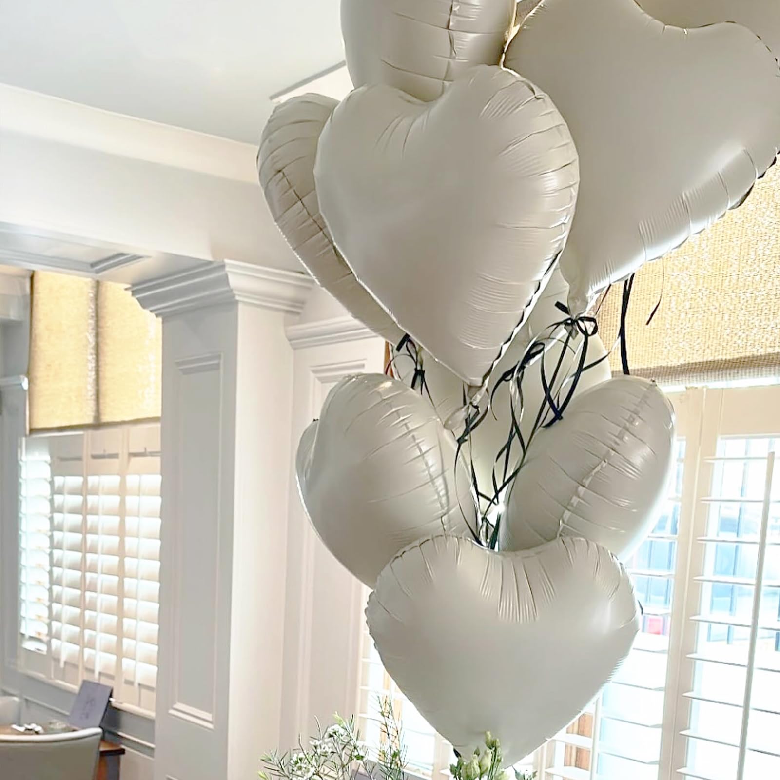 TAOYE Cream Heart Balloons – 18in Beige Heart Foil Balloons, 12 Pack for Boho Weddings & Celebrations