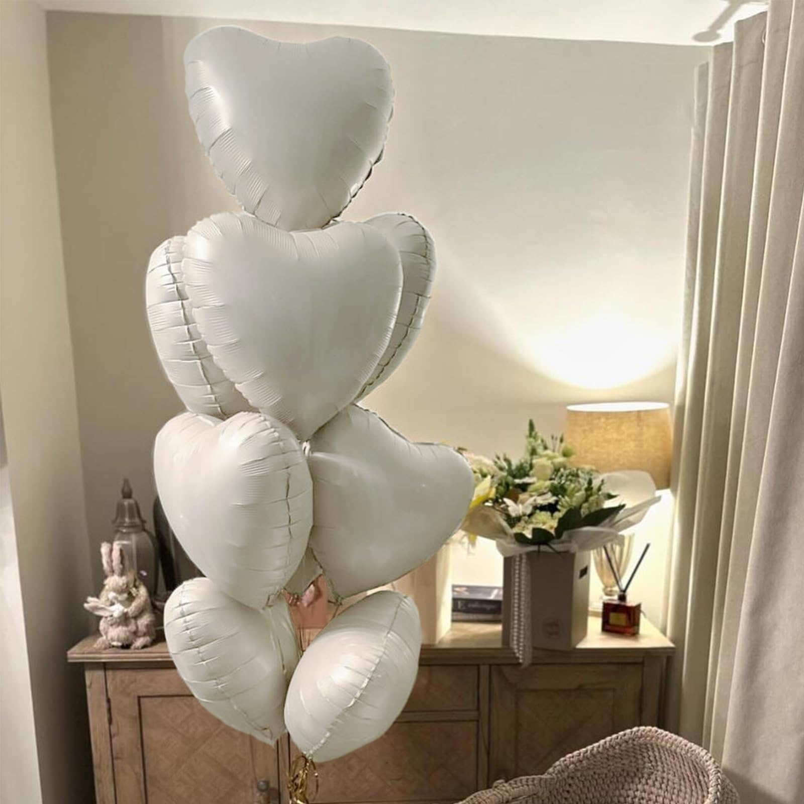 TAOYE Cream Heart Balloons – 18in Beige Heart Foil Balloons, 12 Pack for Boho Weddings & Celebrations