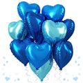 TAOYE Blue Heart Foil Balloons – 18 Inch Mixed Blue Hearts for Celebrations