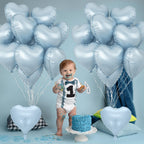 TAOYE Baby Blue Heart Foil Balloons – 18in 10-Pack for Birthday, Baby Shower & More