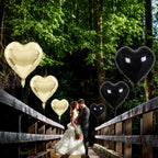 TAOYE Black Gold Foil Heart Balloons – 18 Inch, 10 Pcs (Light Gold & Black Hearts)