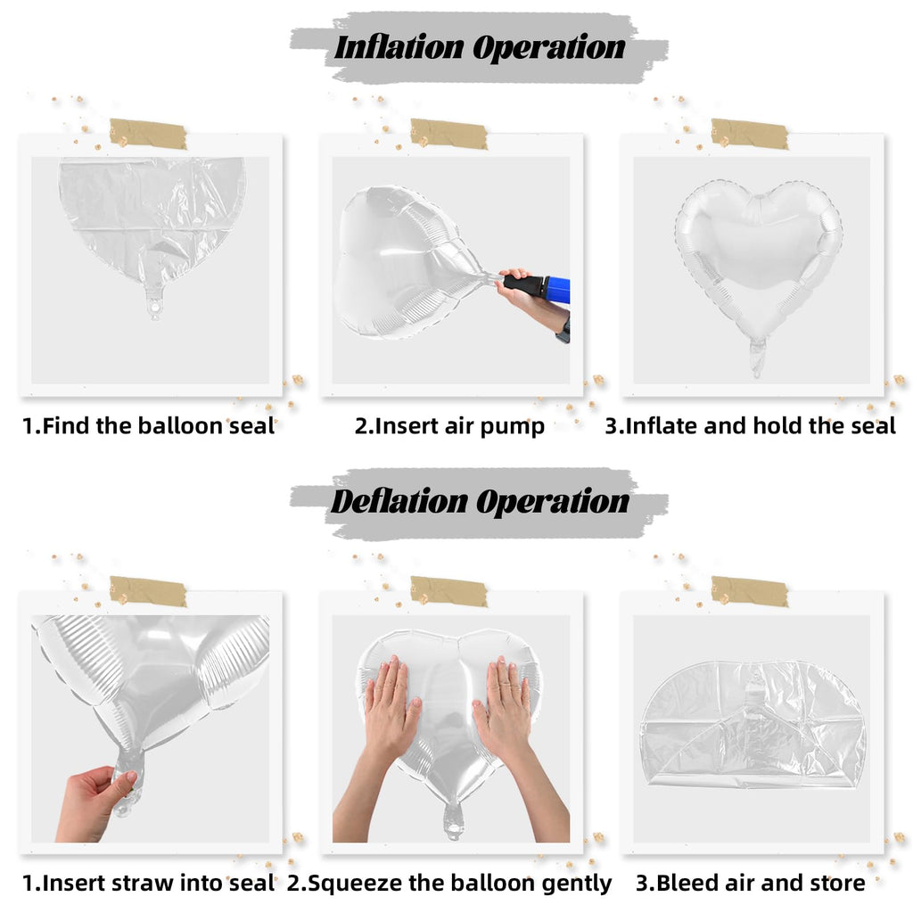 TAOYE White Heart Foil Balloons 18 Inch – 12 Pack for Weddings, Birthdays, Baby Showers