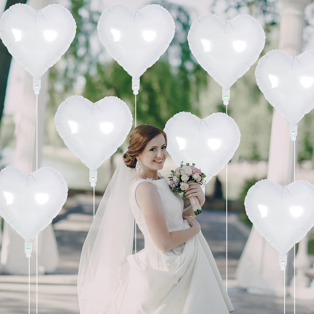 TAOYE White Heart Foil Balloons 18 Inch – 12 Pack for Weddings, Birthdays, Baby Showers