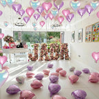 TAOYE Pink Purple Iridescent Heart Balloons – 12-Piece Pastel Foil Hearts for Party Decor