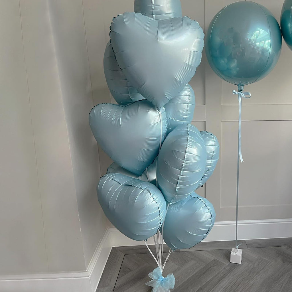 TAOYE Baby Blue Heart Foil Balloons – 18in 10-Pack for Birthday, Baby Shower & More