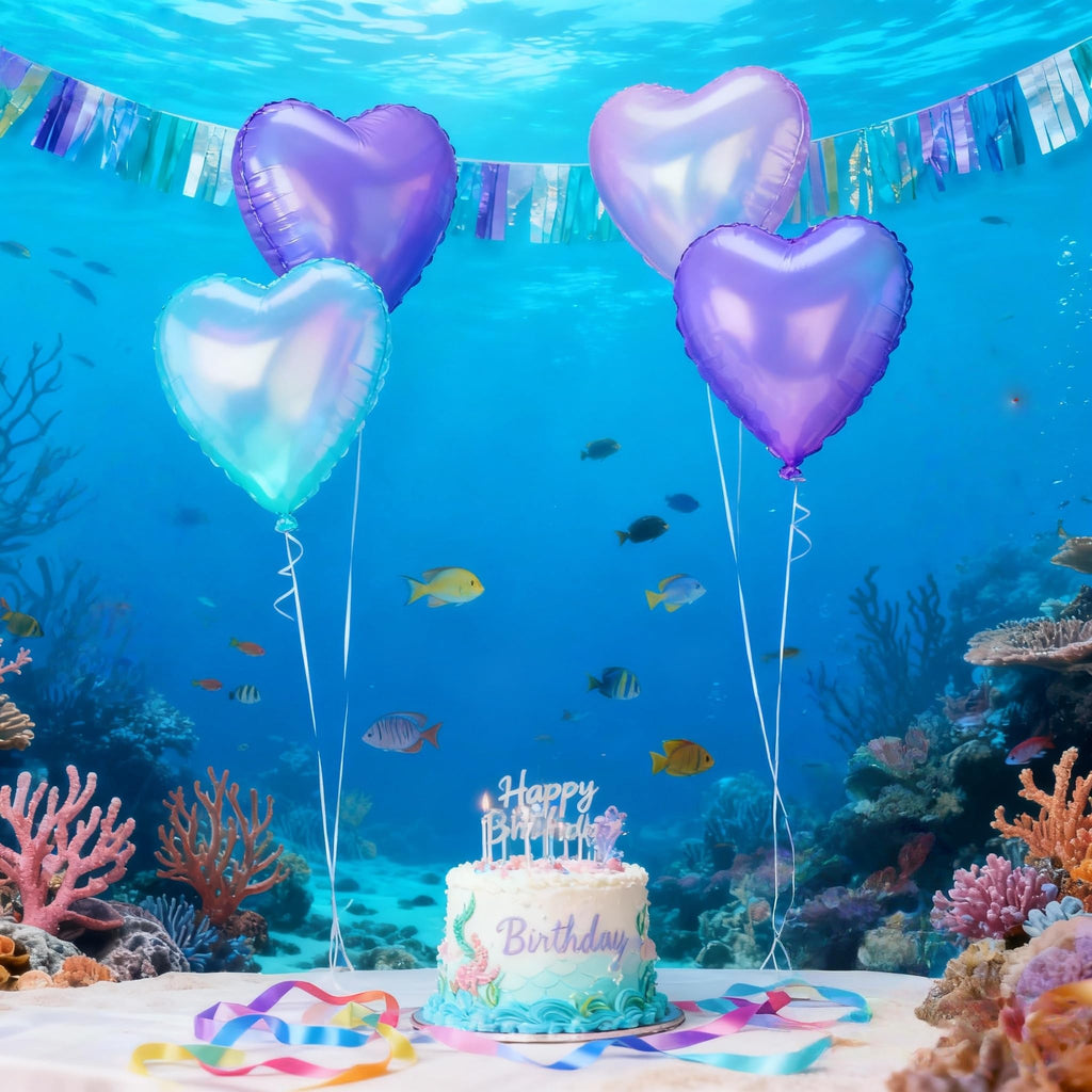 TAOYE Iridescent Heart Balloons – 12Pcs 18in Transparent Crystal Heart Foil Balloons