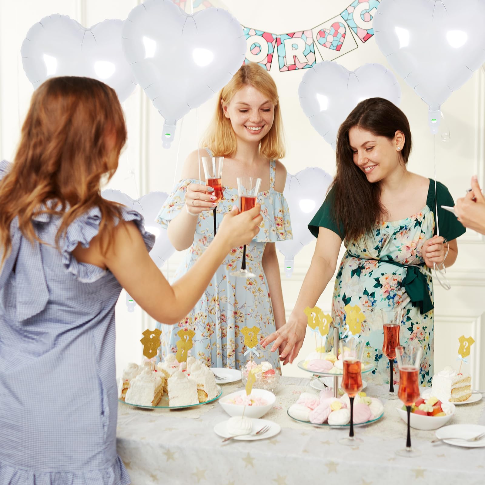 TAOYE White Heart Foil Balloons 18 Inch – 12 Pack for Weddings, Birthdays, Baby Showers