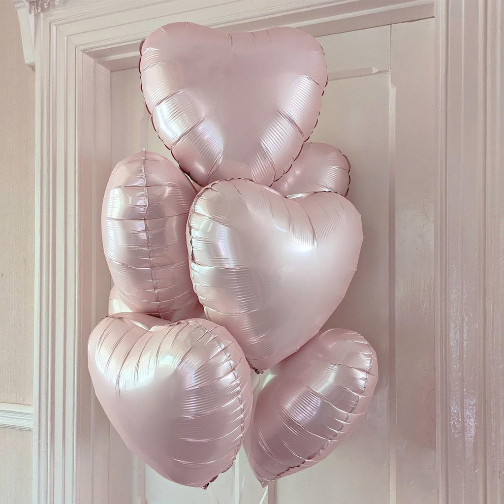 TAOYE Baby Pink Heart Balloons 18-Inch 12-Pack Pearl Mylar Hearts – Birthday, Wedding, Baby Shower
